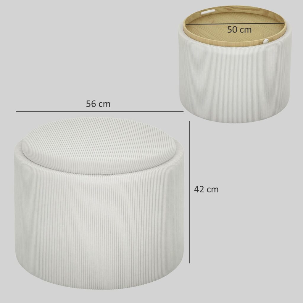 Ottoman med förvaringspall, rymligt dolt fack för snyggt boende - 4-i-1-design med manchesterklädsel för ultimat komfort och stil