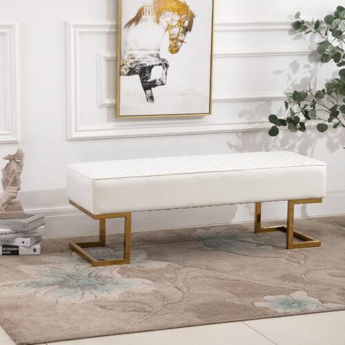 Modern sängbänk i konstläder | Quiltad diamantdesign, robusta metallben för sovrum och vardagsrum