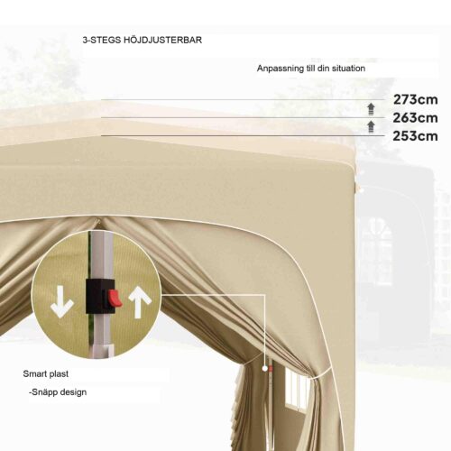 UV-skydd 50+ hopfällbart lusthus med vattenavvisande vinterbeständig design – inkluderar bärväska