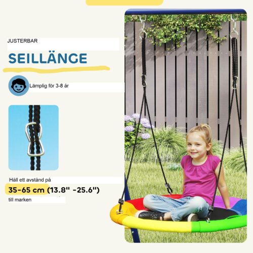 6-i-1 stålgunga för barn | Multi-Activity Fun Frame med bältesgunga, Nest Swing, klätternät, basketkorg och enkel montering för barn i åldrarna 3-8