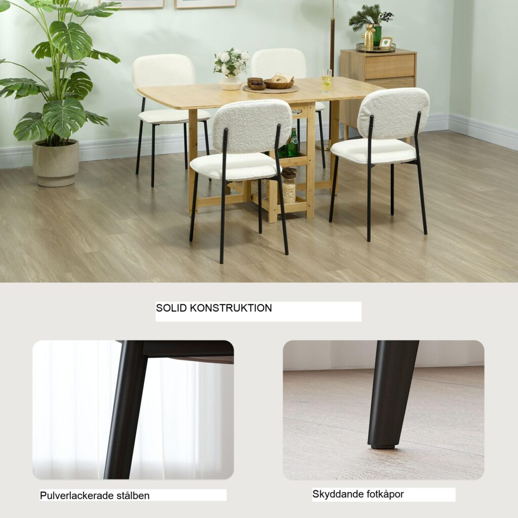 Matstolar set med 4 med ergonomisk komfort och modern elegans, sammetsklädd stol, stålben för matsal eller vardagsrum