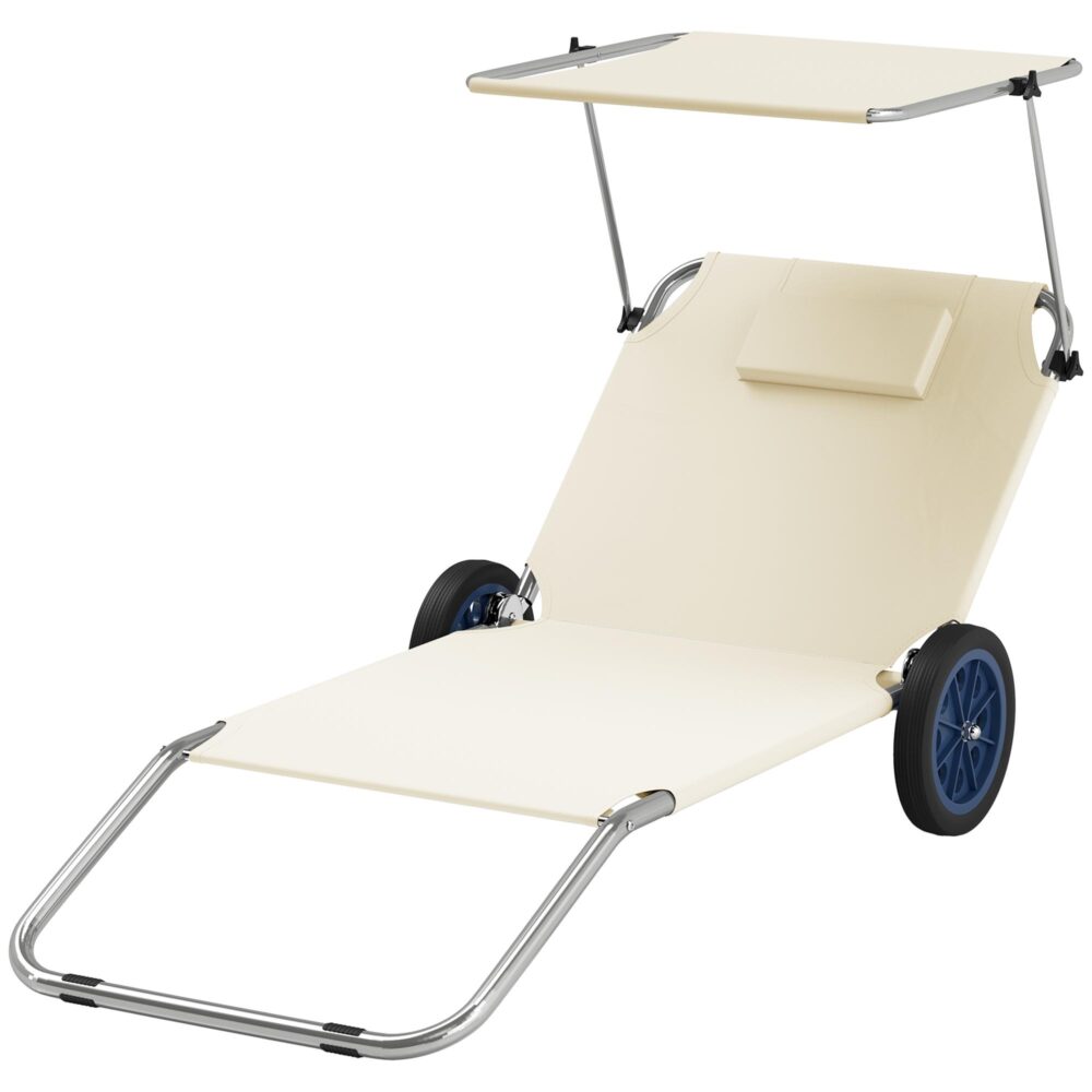 Set med 2 hopfällbara solstolar med justerbar sufflett och ryggstöd, väderbeständiga campingstolar, upp till 120 kg lastkapacitet, enkel hopfällning och transport