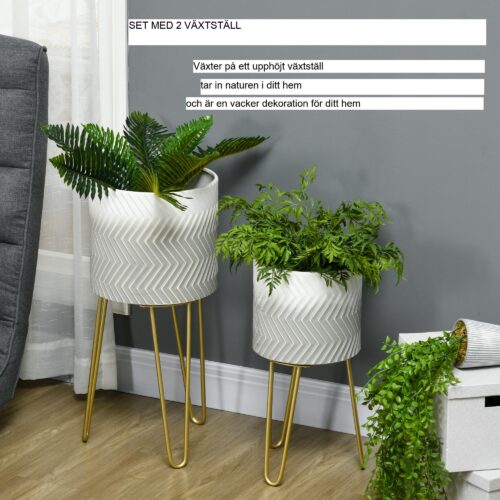 Moderna blomkrukor i metall set med 2 olika storlekar – robust och hållbar design med eleganta mönster för eleganta växtutställningar i vardagsrummet eller balkongen