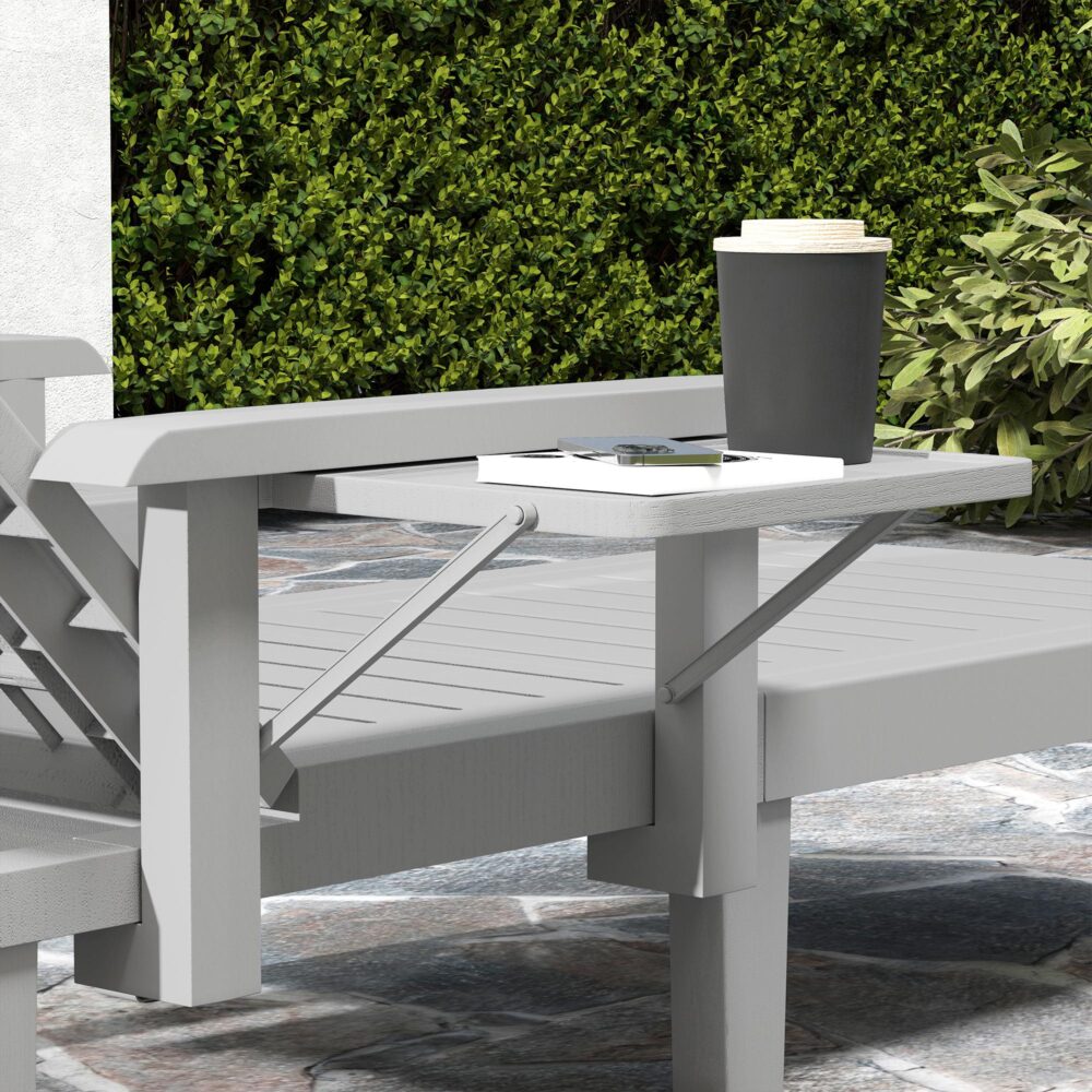 Justerbar 5-vägs solstol med fällbart sidobord – Väderbeständig solstol för utomhus, trädgård eller strand – upp till 120 kg lastkapacitet