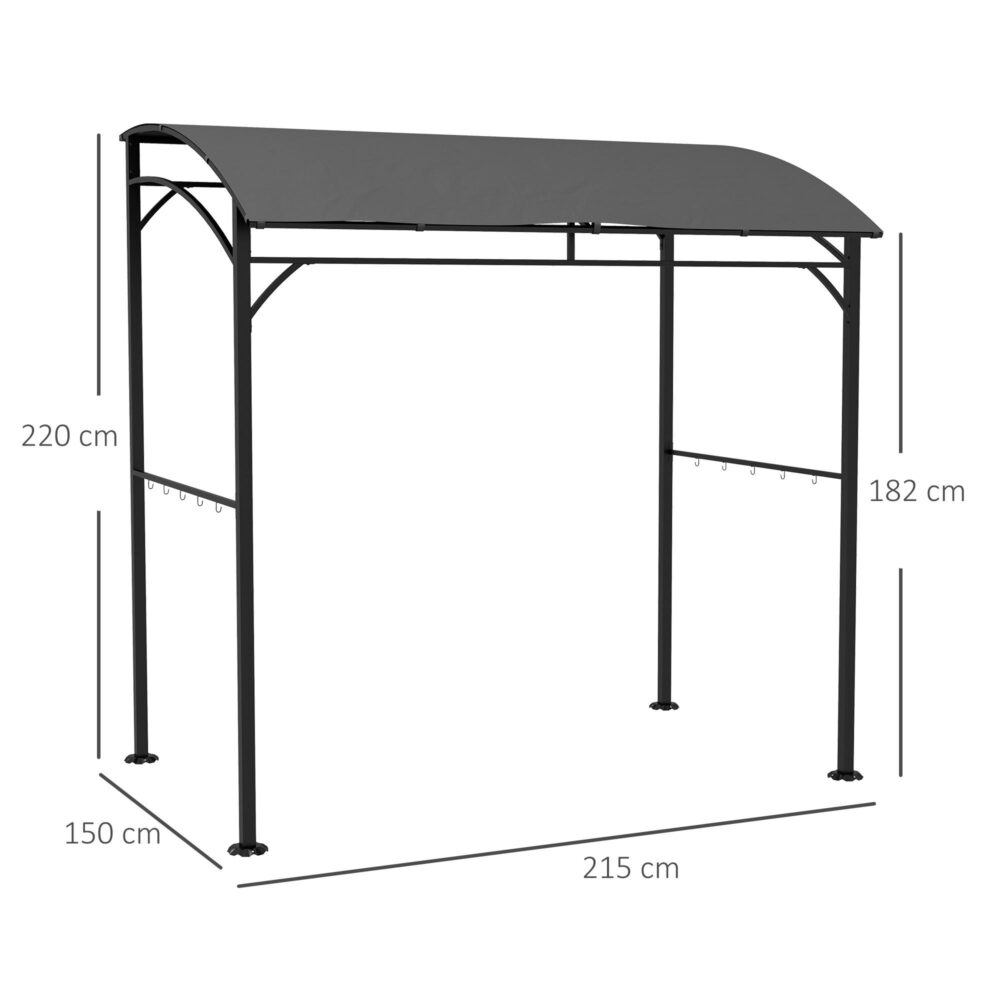 Grillpaviljong med extra utrymme 215x150x220cm | Brandsäker och vattentät design med 10 krokar