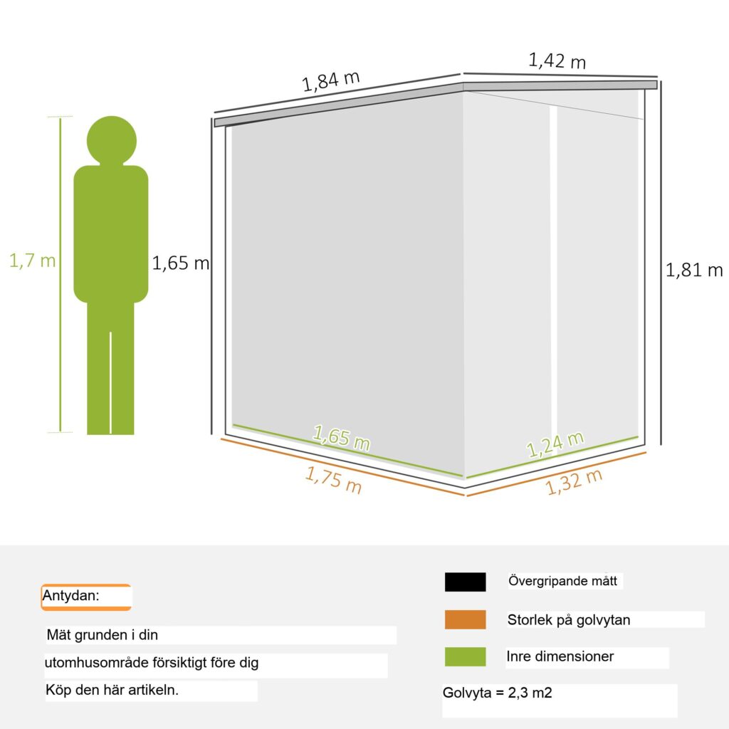 Snabbinstallerad trädgårdsskjul i metall 2,3 m² (ljusgrå) med låsbar dörr, grundsats och handskar
