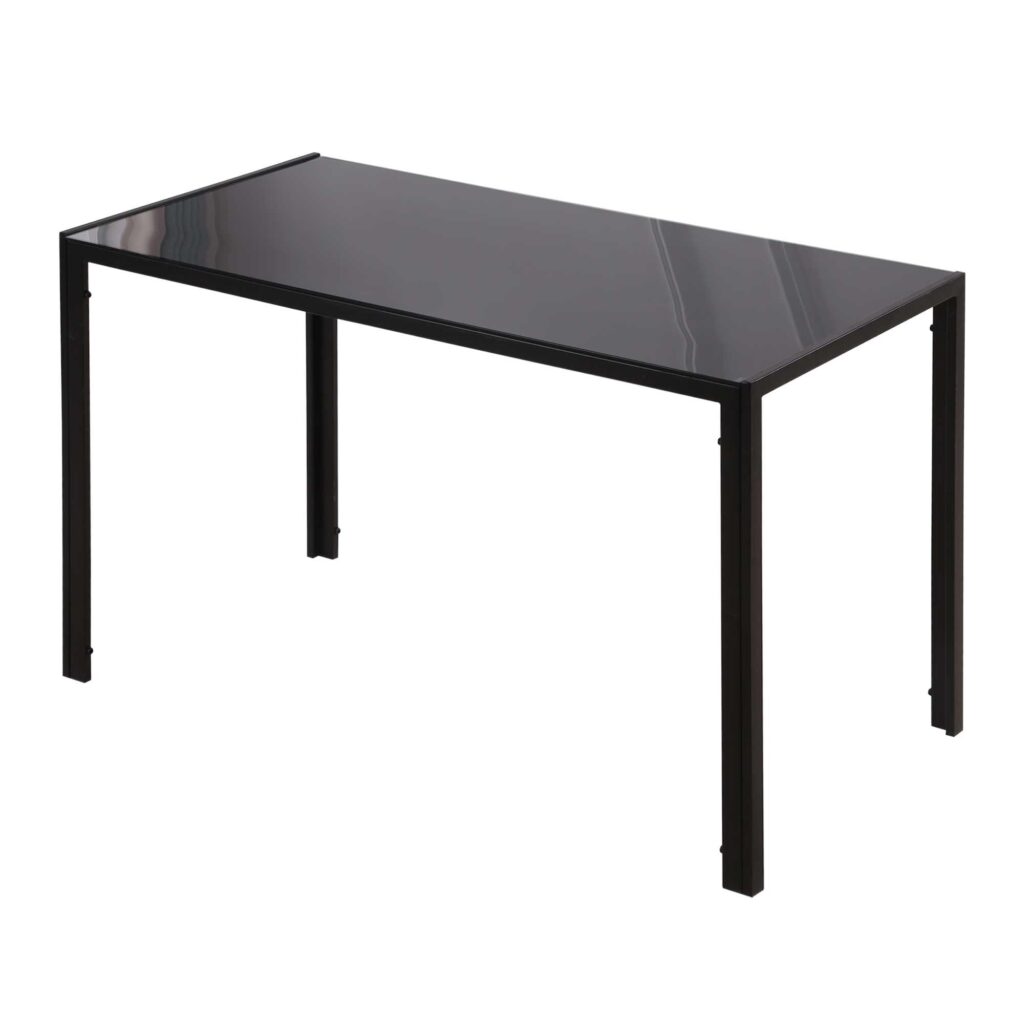 LED matbord köksbord för 4 personer, robusta metallben och härdat glasskiva, modern design