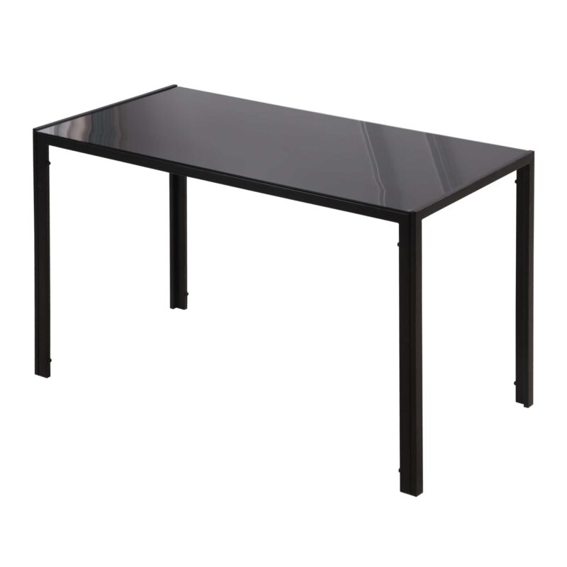 LED matbord köksbord för 4 personer, robusta metallben och härdat glasskiva, modern design