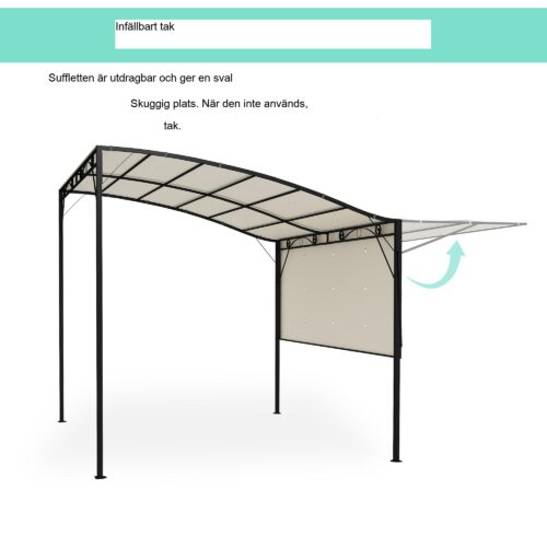 Pergola lusthus 3×2,5m stål vattenavvisande justerbar takväggmontering trädgårdstak med gräddvit finish