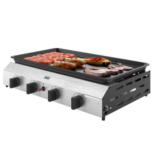 8000BTU Gasgrillvagn med fyra brännare i rostfritt stål – Kompakt och bärbar campinggrill med justerbara ben
