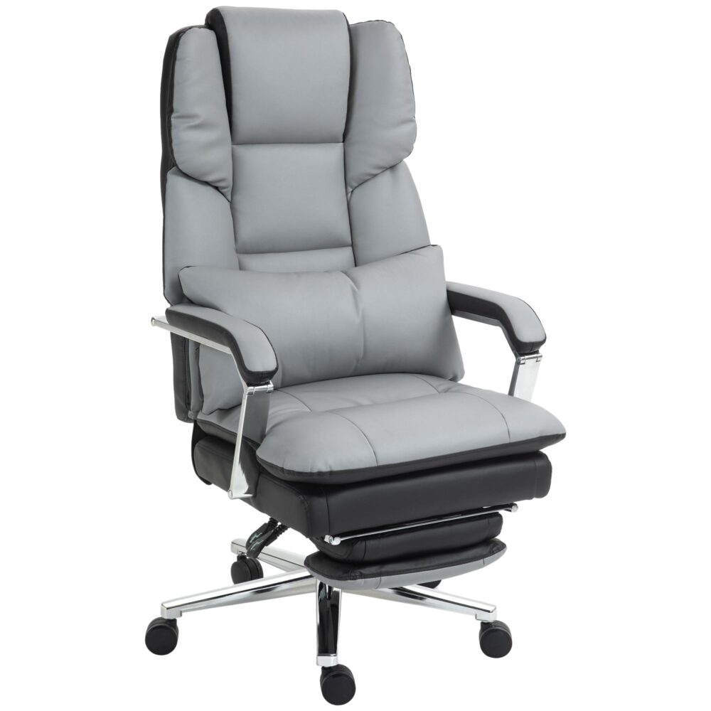 Ergonomisk kontorsstol med gungfunktion, kraftig lastkapacitet 180 kg, lutning upp till 160 °, PU-läder och justerbar höjd