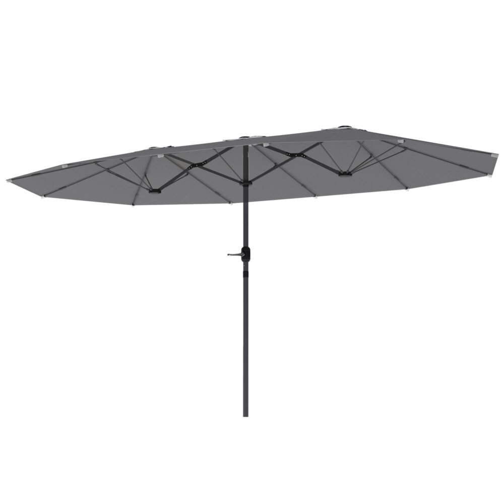 Dubbelt parasoll 436×260 cm – UV-skydd, Vindtätt stabilt stålparasoll med handvev för trädgård och strand