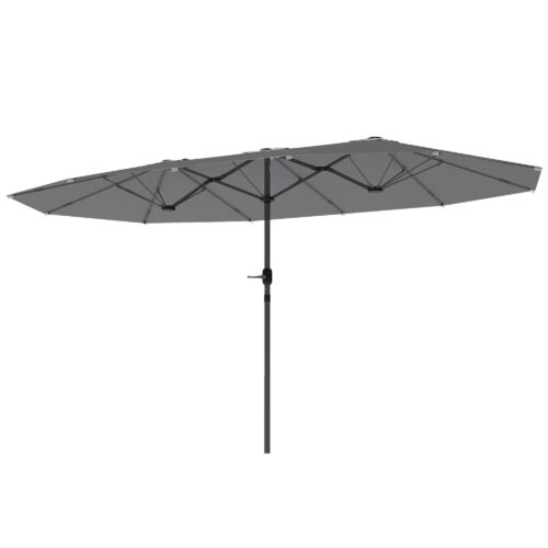 Dubbelt parasoll 436×260 cm – UV-skydd, Vindtätt stabilt stålparasoll med handvev för trädgård och strand