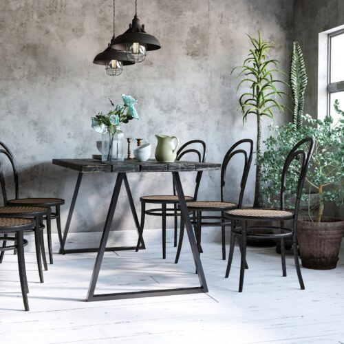 Set med 2 bordsben i stål med hög lastkapacitet, enkel installation och skyddskuddar – modern svart finish