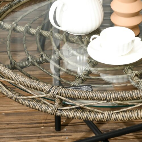 5-delat trädgårdsmöbelset i boho-stil rotting med kuddar – extra komfort, slitstark aluminiumram, lätt att rengöra