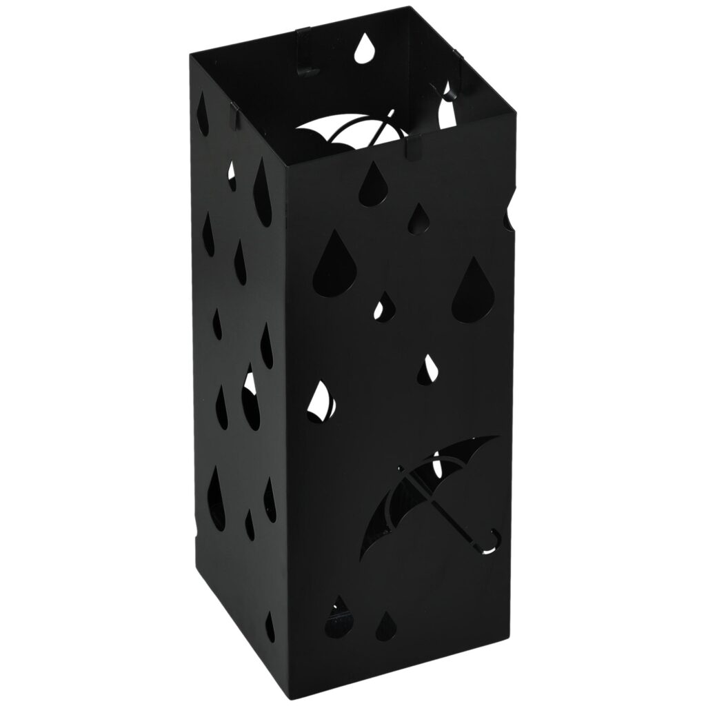 Galvaniserat Stål Paraplyställ med Dekorativ Design | Rymmer 6 paraplyer (2 stora, 4 små) och avtagbar droppbricka