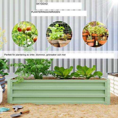 Väderbeständig planteringslåda i stål med robust konstruktion för djupt rotade grönsaker och blommor | 120x60x30.5 cm Trädgårdssäng