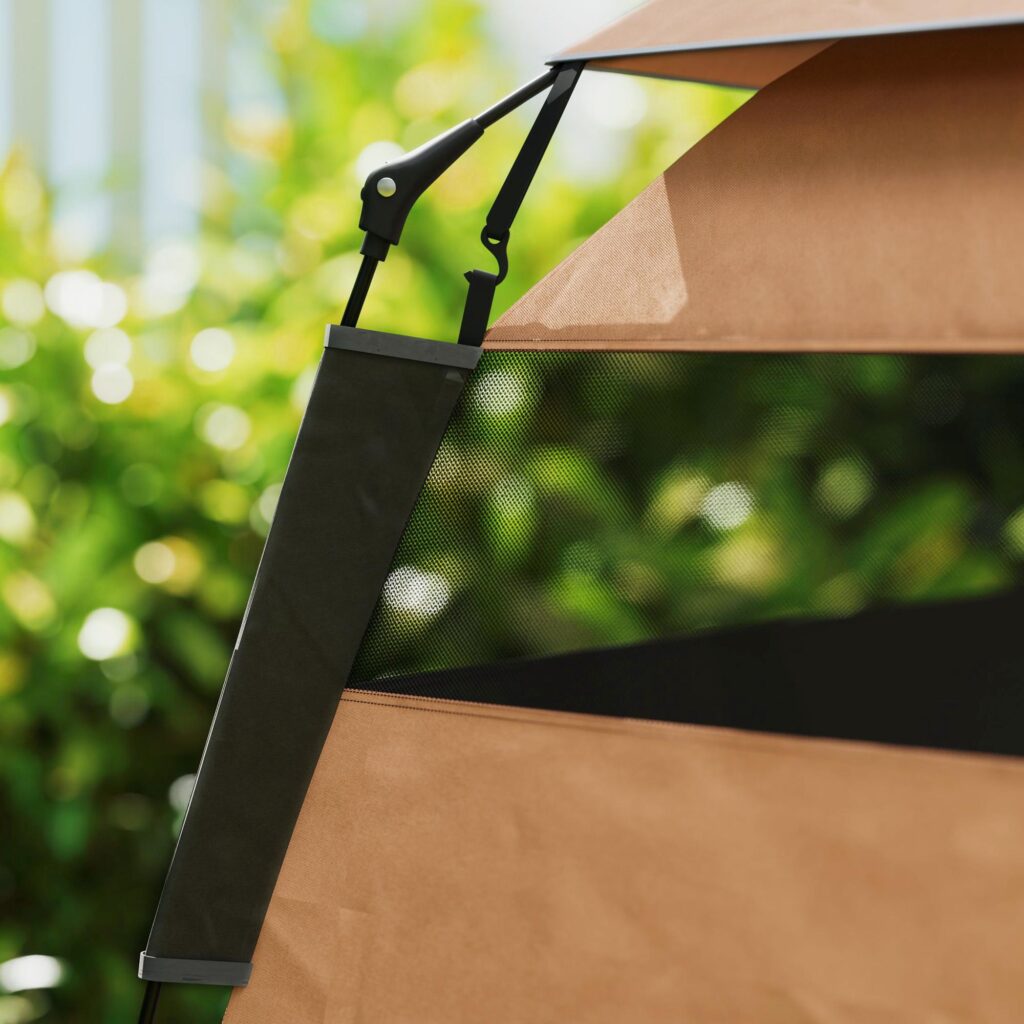 Hundtält för stora hundar - Bärbar och omedelbar installation med bärväska, robust glasfiberkonstruktion, solbrännskydd, perfekt för camping, strand eller hemmabruk (passar extra stora raser upp till 75 cm axelhöjd)