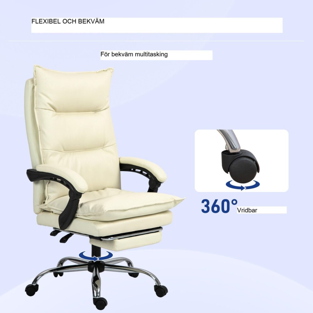 Ergonomisk kontorsstol med lutningsfunktion, höjdjustering och slitstarkt konstläder för maximal komfort | Smidig svängrörelse