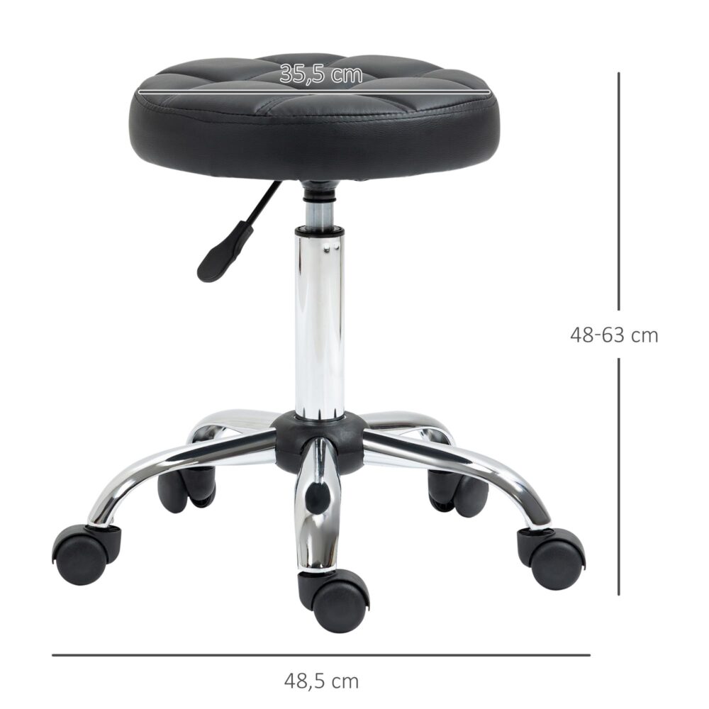 Vinsetto höj- och sänkbar svängbar arbetspall – ergonomisk och bekväm, platsbesparande design, klädsel i konstläder och TÜV-certifierad gaslyft för stabilitet