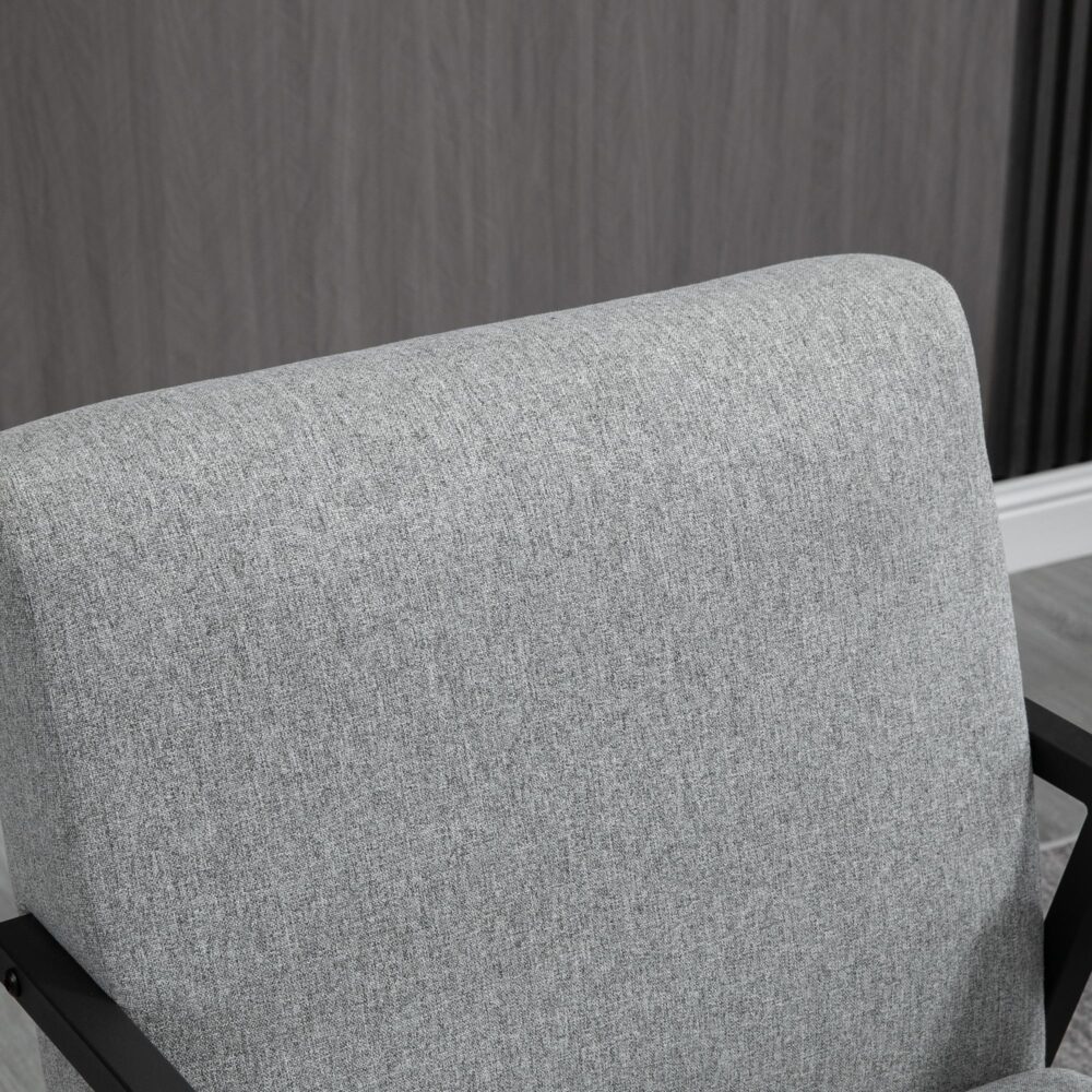 Elegant modern vilstol i grått med mjukt linnetyg och justerbara fötter