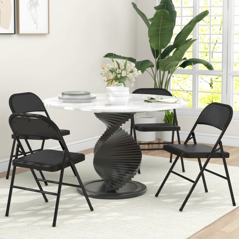 Set med 4 hopfällbara campingstolar med vadderat ryggstöd, robust stålram och platsbesparande design för kontor, kök och evenemang