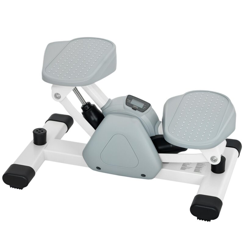 Mini-stegmaskin med LCD-skärm för core- och benträning – kompakt design, 14 kg motstånd, halkfria pedaler