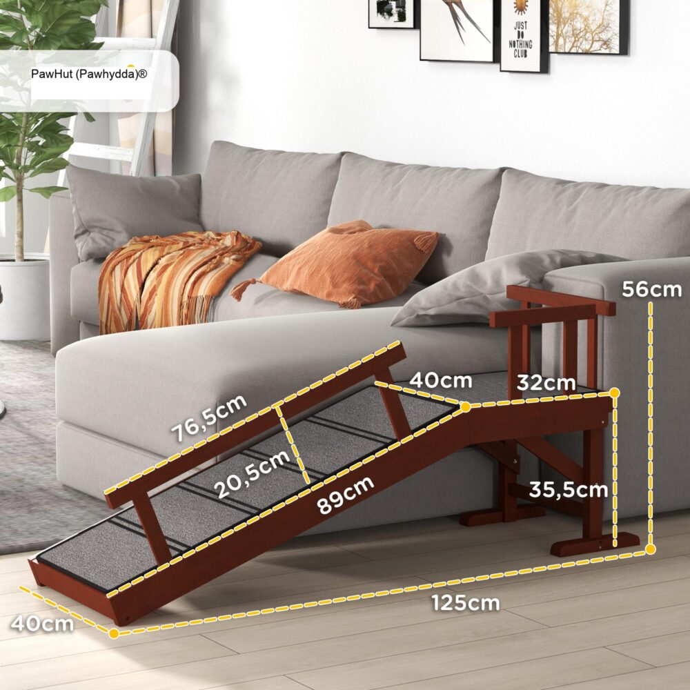 Hundramp med avtagbara räcken för husdjur upp till 30 kg – Mild lutning och halkfri design