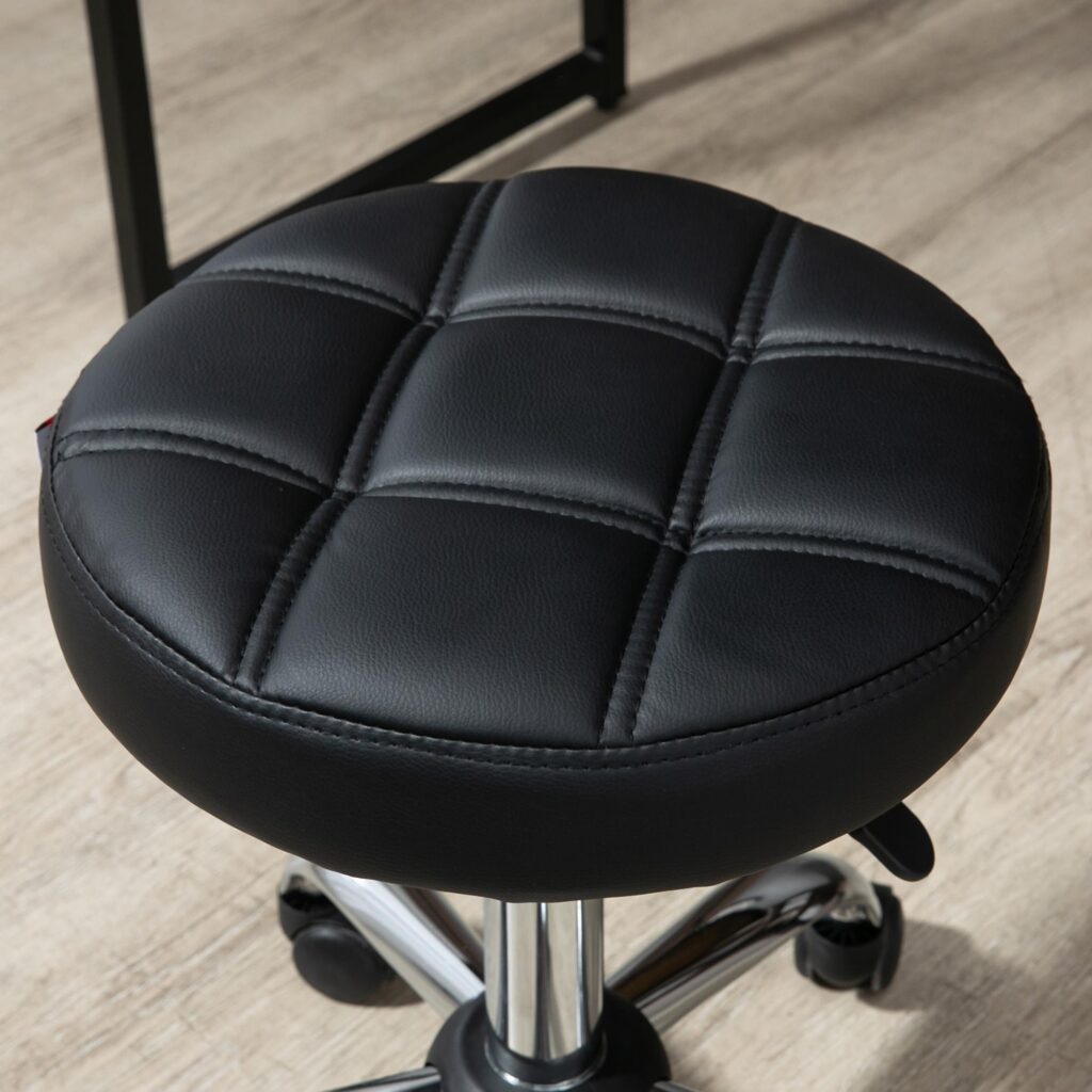 Vinsetto höj- och sänkbar svängbar arbetspall - ergonomisk och bekväm, platsbesparande design, klädsel i konstläder och TÜV-certifierad gaslyft för stabilitet