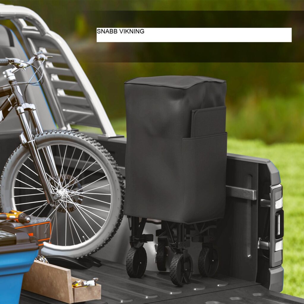 Trädgårdsvagn i dubbla nivåer för 200 kg last med avtagbar presenning, vikbar design och terränghjul