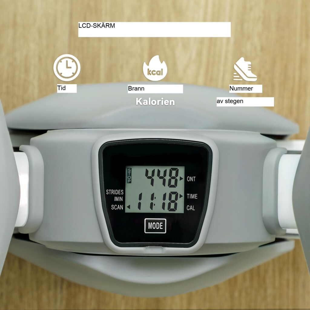 Mini-stegmaskin med LCD-skärm för core- och benträning - kompakt design, 14 kg motstånd, halkfria pedaler