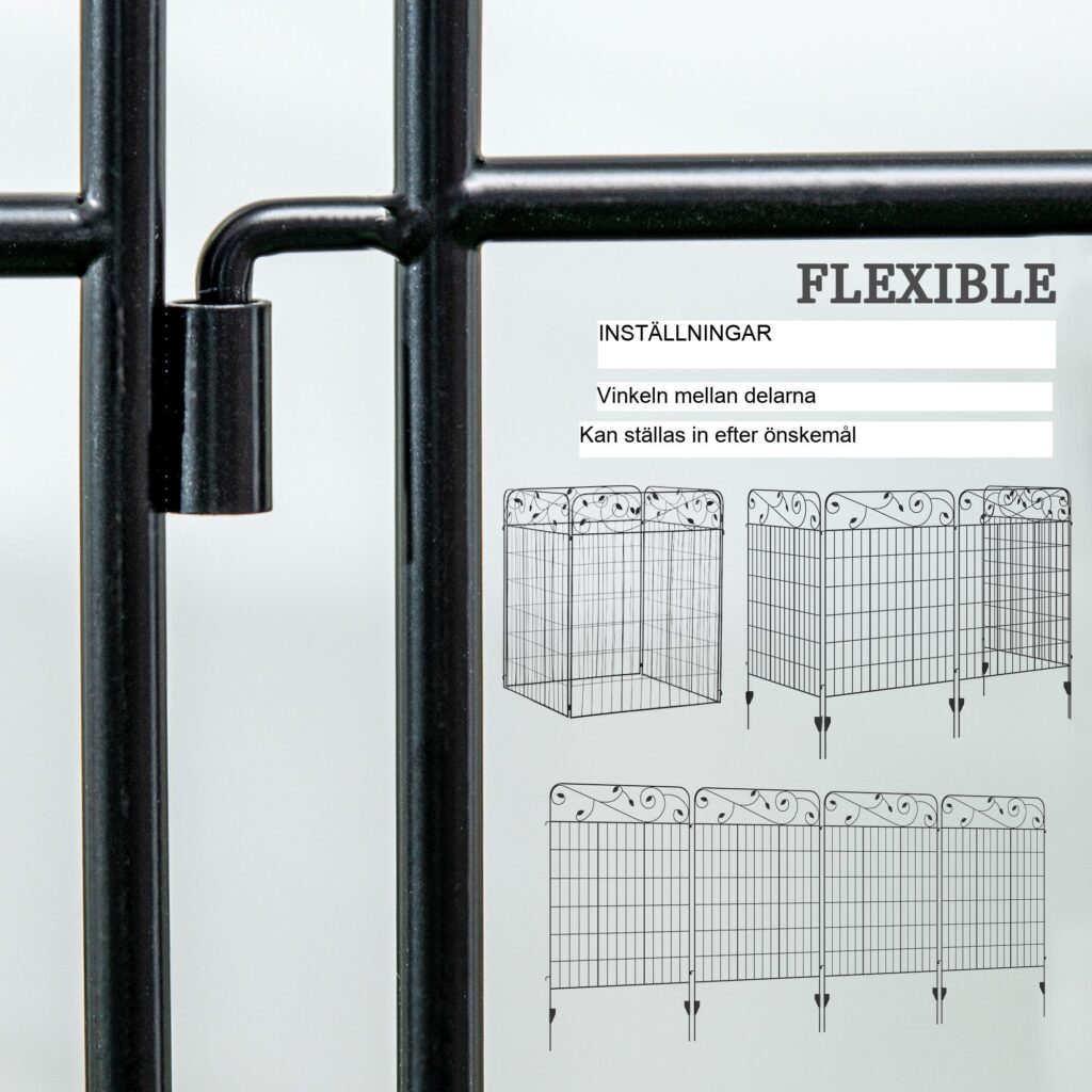 Elegant dekorativt trädgårdsstängselset med snabb och enkel installation - 4-panels nätstaket för trädgård, balkong eller terrass
