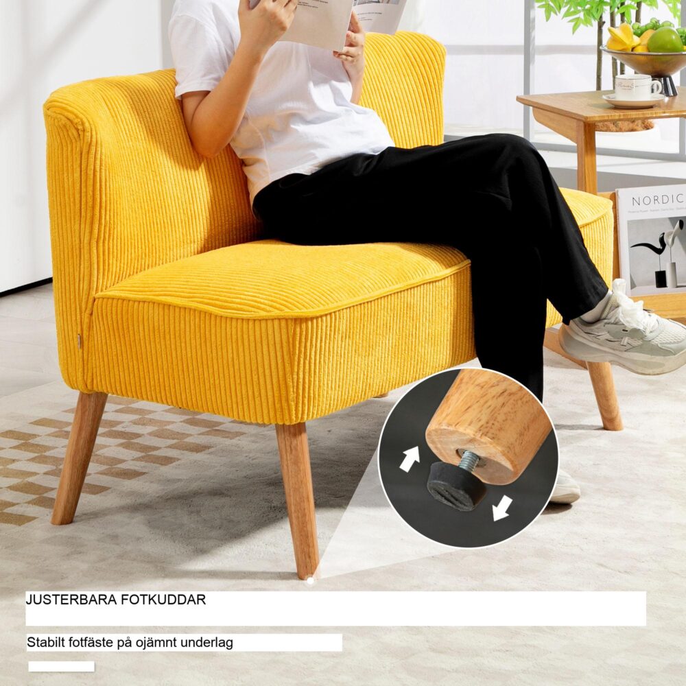2-sits soffa | Extra komfort och robust konstruktion | Gult manchesterliknande polyesterskum | Tyg som är lätt att rengöra