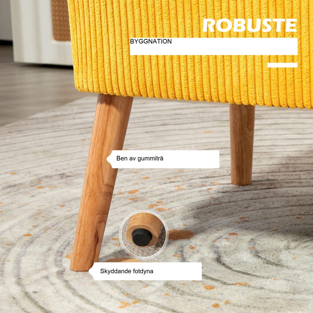 2-sits soffa | Extra komfort och robust konstruktion | Gult manchesterliknande polyesterskum | Tyg som är lätt att rengöra