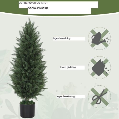Konstgjord cypress set med 2 stora 90cm inga underhåll konstgjorda träd med realistiskt utseende och UV-beständighet för inomhus- och utomhusbruk