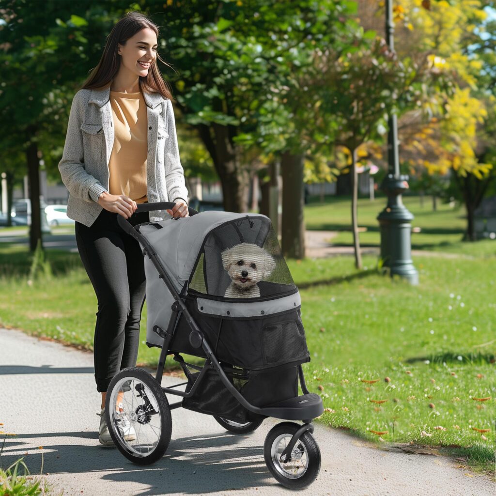 Hopfällbar hundvagn med smidig körning och enkel hopfällbar design för små hundar och katter upp till 10 kg