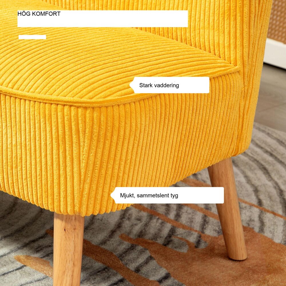 2-sits soffa | Extra komfort och robust konstruktion | Gult manchesterliknande polyesterskum | Tyg som är lätt att rengöra