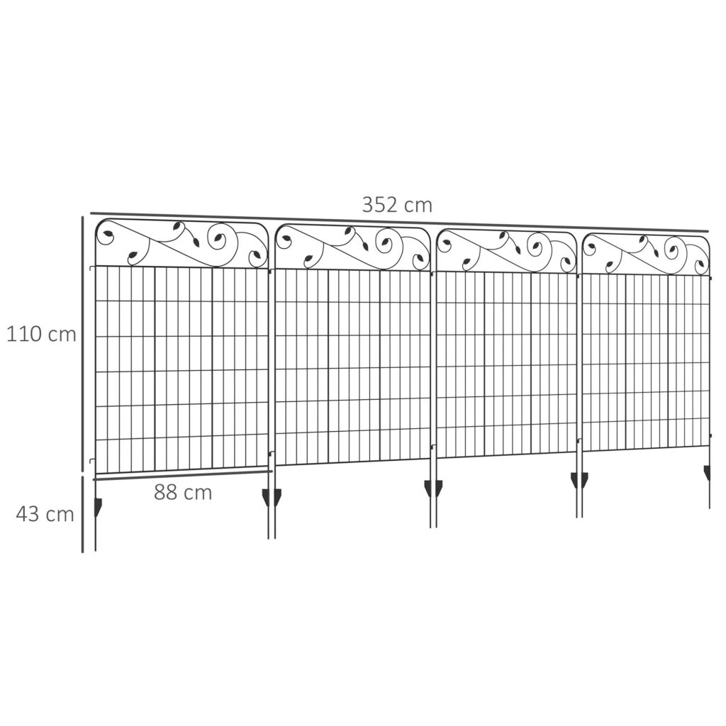 Elegant dekorativt trädgårdsstängselset med snabb och enkel installation - 4-panels nätstaket för trädgård, balkong eller terrass