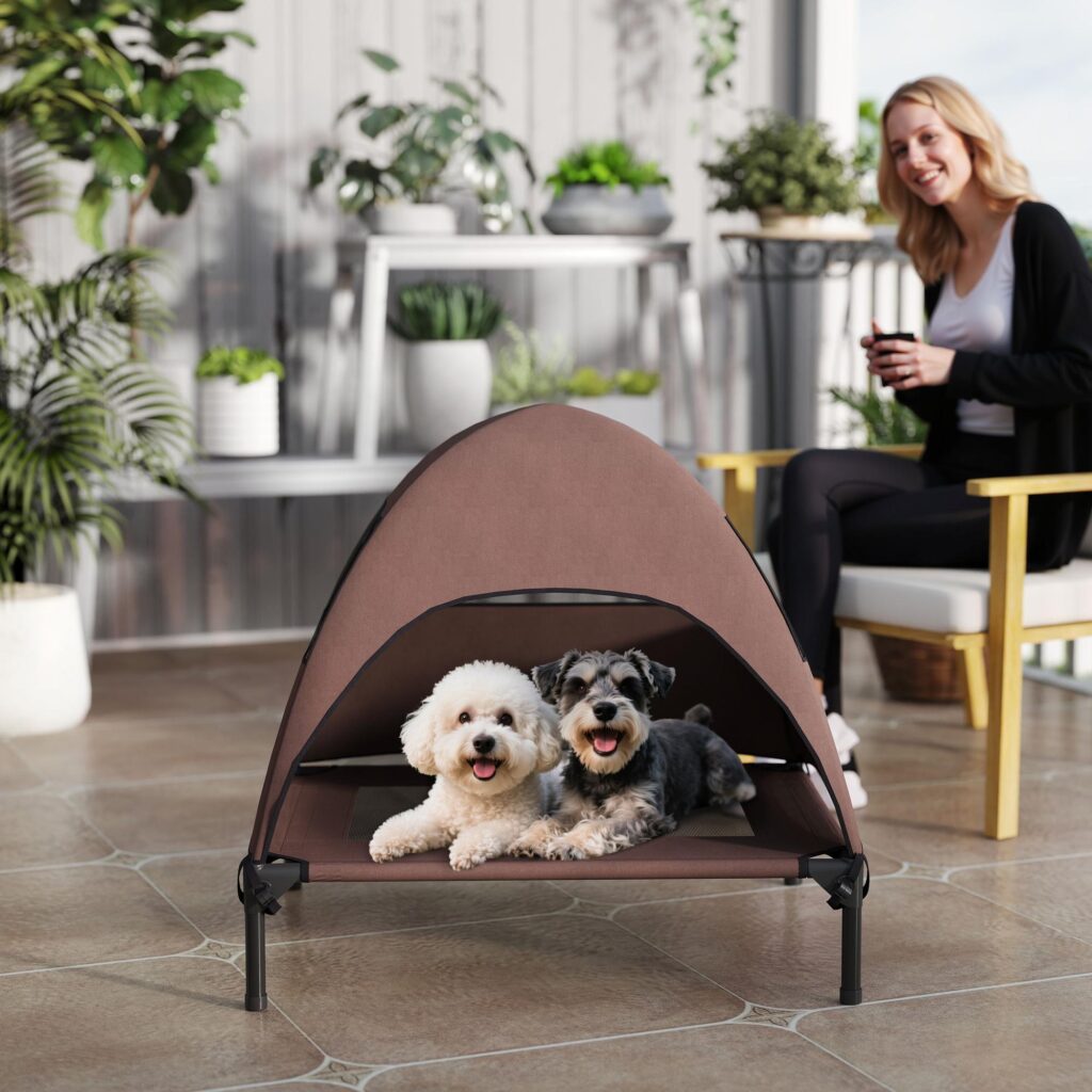 Utomhus hundstol med tak - Upphöjd hundsäng för medelstora hundar med Coolin