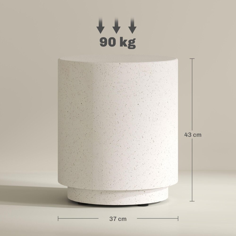 Minimalistiskt sidobord i betonglook för vardagsrum eller trädgård – mångsidig inomhus/utomhusanvändning med väderbeständig design och enkelt underhåll