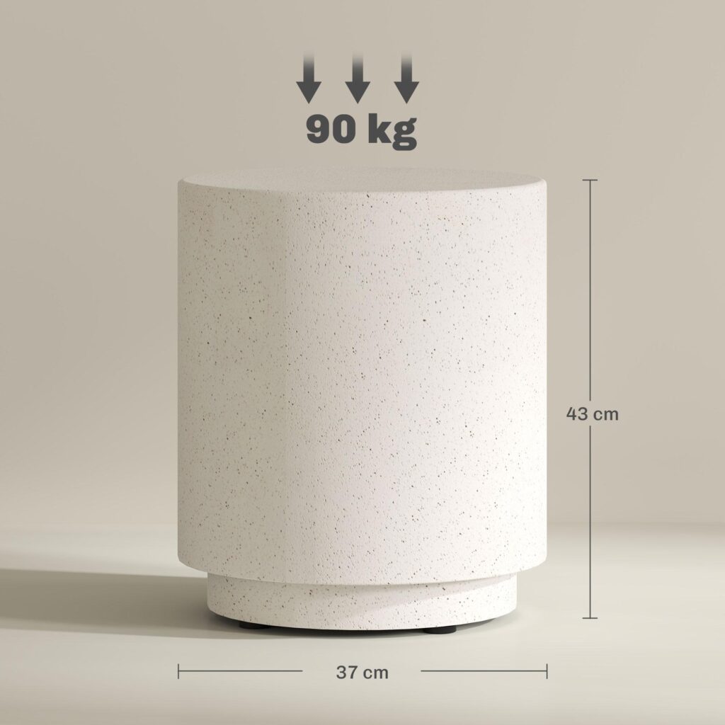 Minimalistiskt sidobord i betonglook för vardagsrum eller trädgård - mångsidig inomhus/utomhusanvändning med väderbeständig design och enkelt underhåll
