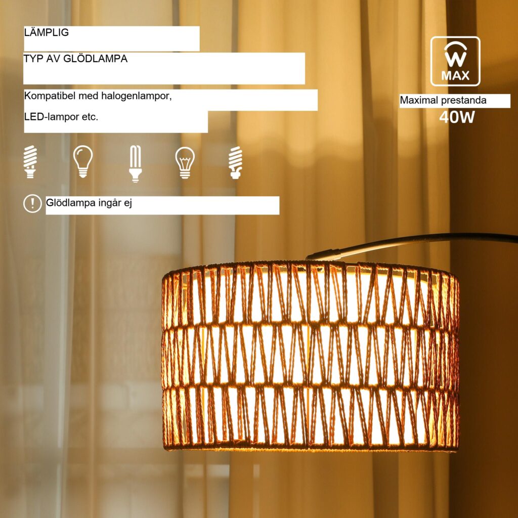 Golvlampa för vardagsrum med justerbar höjd och klassisk design, fotbrytarkontroll och robust marmorbas