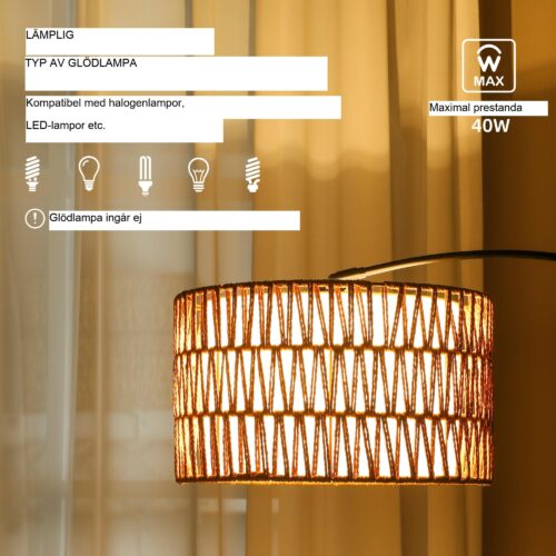 Golvlampa för vardagsrum med justerbar höjd och klassisk design, fotbrytarkontroll och robust marmorbas