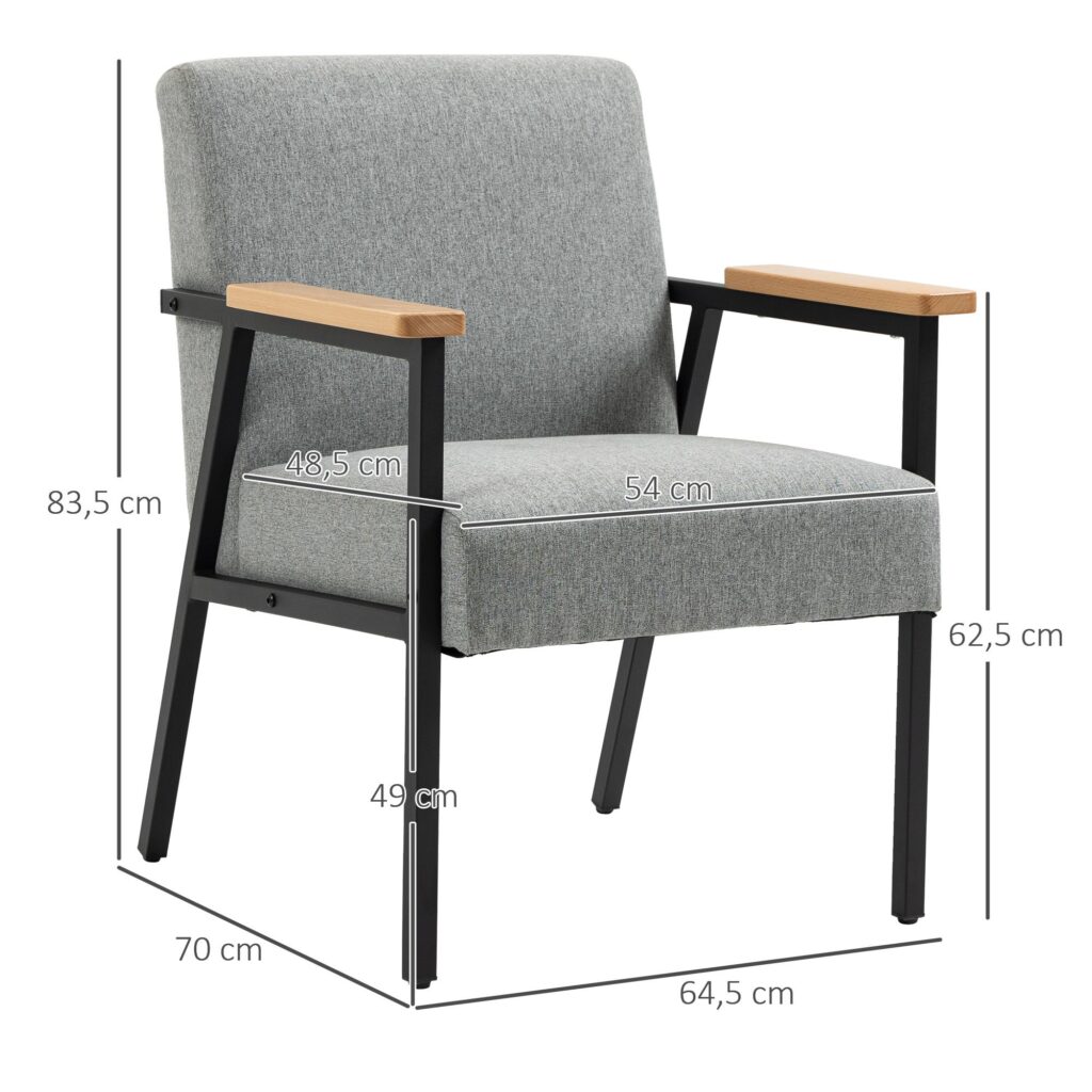 Elegant modern vilstol i grått med mjukt linnetyg och justerbara fötter