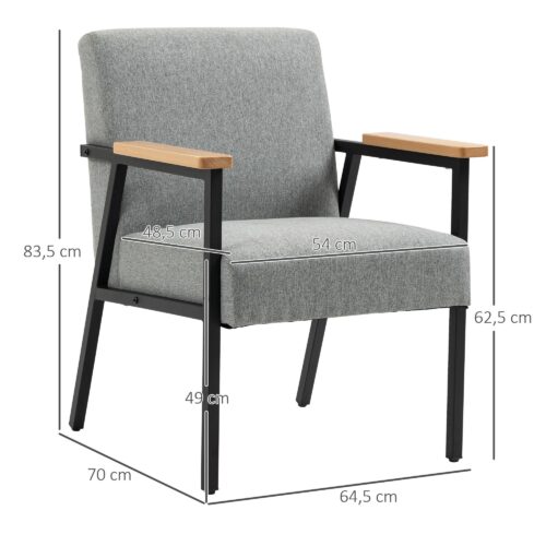 Elegant modern vilstol i grått med mjukt linnetyg och justerbara fötter