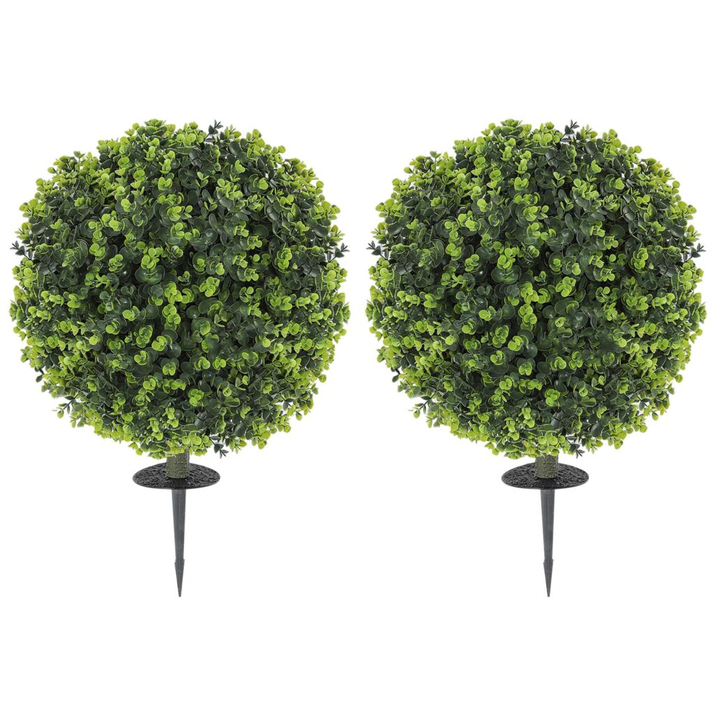 Set med 2 konstgjorda buxbomsbollar 40cm realistisk eukalyptusdesign, underhållsfri och UV-beständig för inomhus- och utomhusbruk