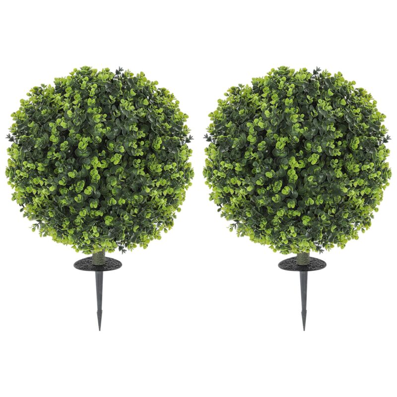 Set med 2 konstgjorda buxbomsbollar 40cm realistisk eukalyptusdesign, underhållsfri och UV-beständig för inomhus- och utomhusbruk