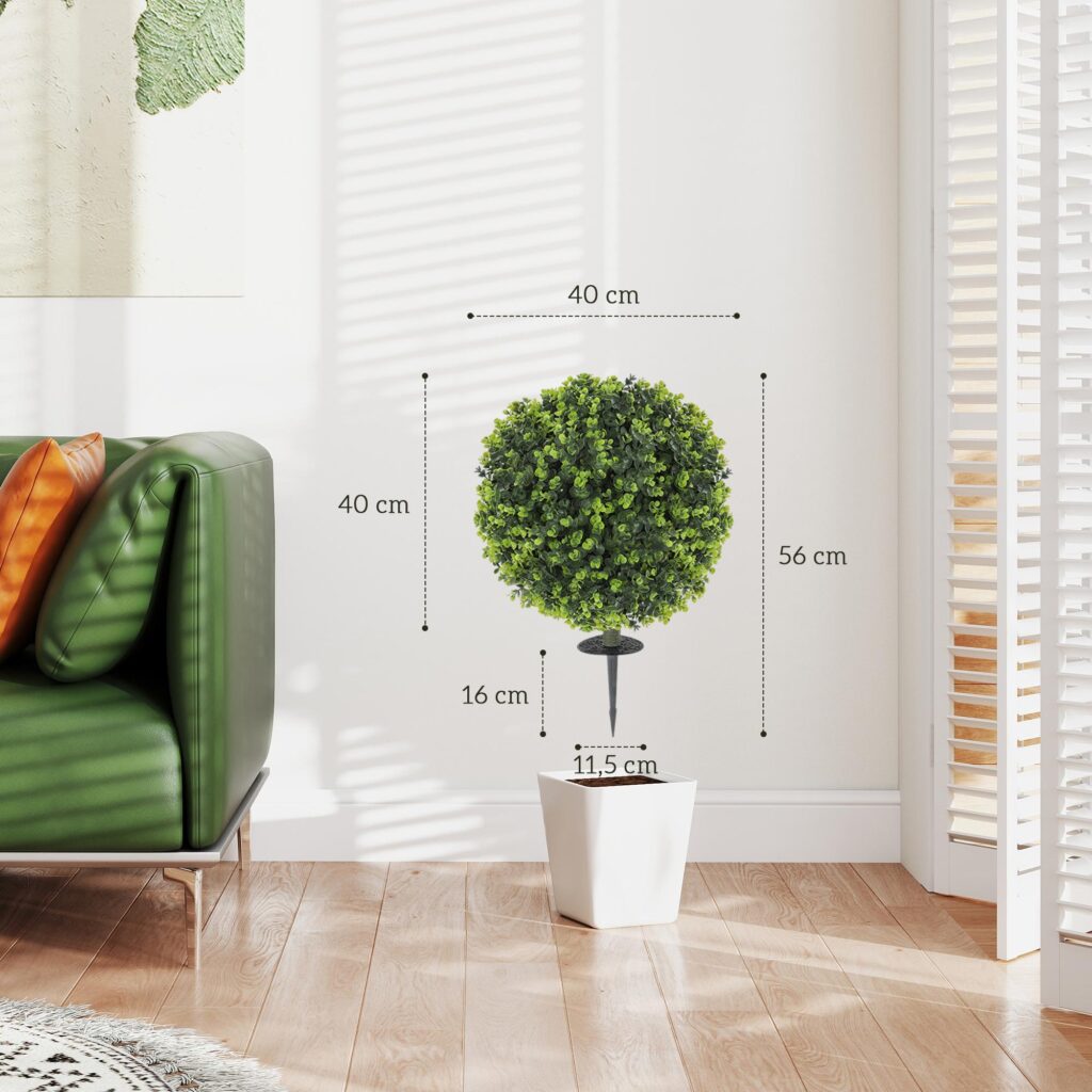 Set med 2 konstgjorda buxbomsbollar 40cm realistisk eukalyptusdesign, underhållsfri och UV-beständig för inomhus- och utomhusbruk