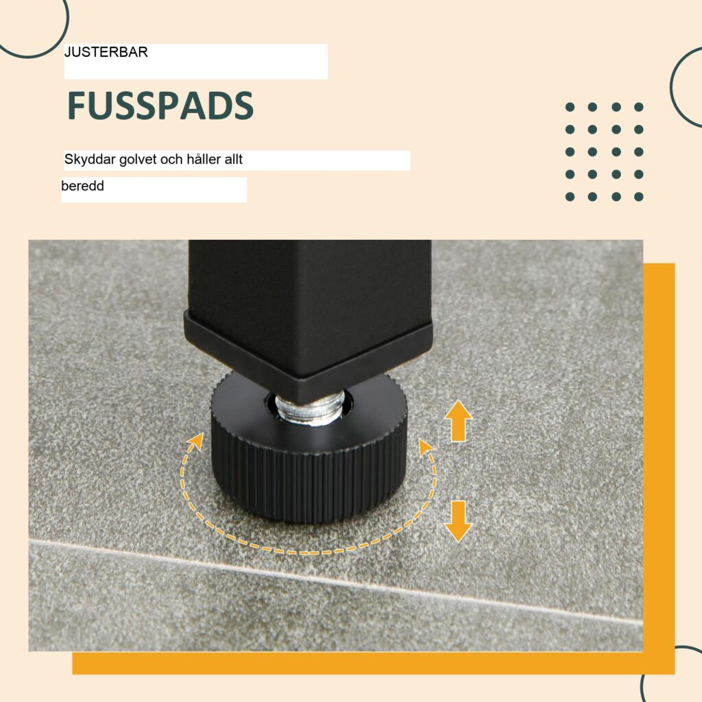 Barbordsset 3 delar med platsbesparande design, hylla och fotstöd i 3 nivåer, rustikt brunt/svart, spånskiva/stål