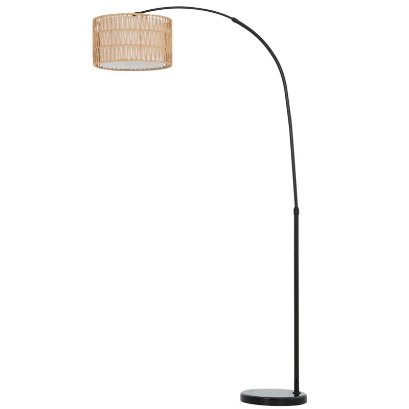 Golvlampa för vardagsrum med justerbar höjd och klassisk design, fotbrytarkontroll och robust marmorbas